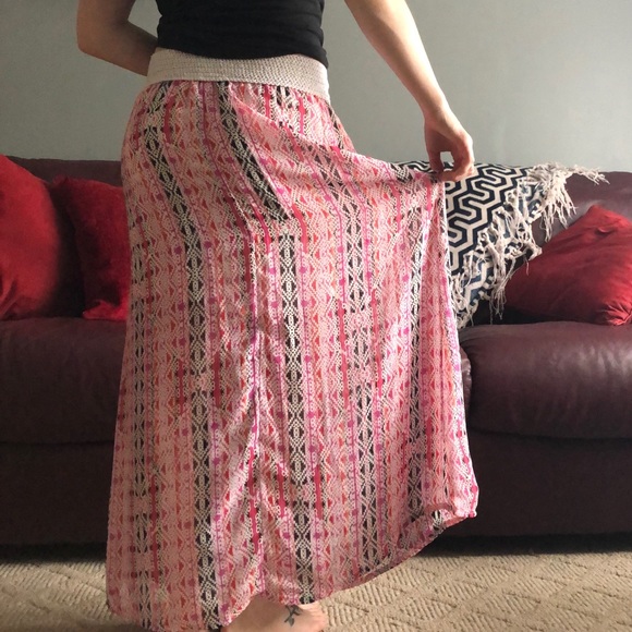 Pink and orange patterned maxi skirt - Picture 7 of 8